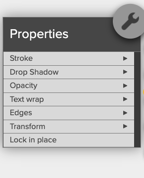 Properties menu